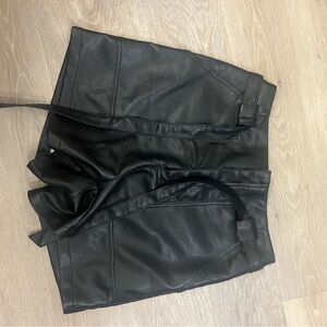 bagatelle Black Faux Leather High-Waist Shorts with Tie